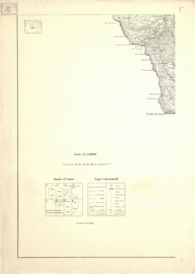 (N:6950) CARTA TOPOGRAFICA DELL'ISOLA DI PANTELLERIA... - Foglio 5 (B0005328) Carte e stampe antiche: riproduzione a colori su carta (formato A1)