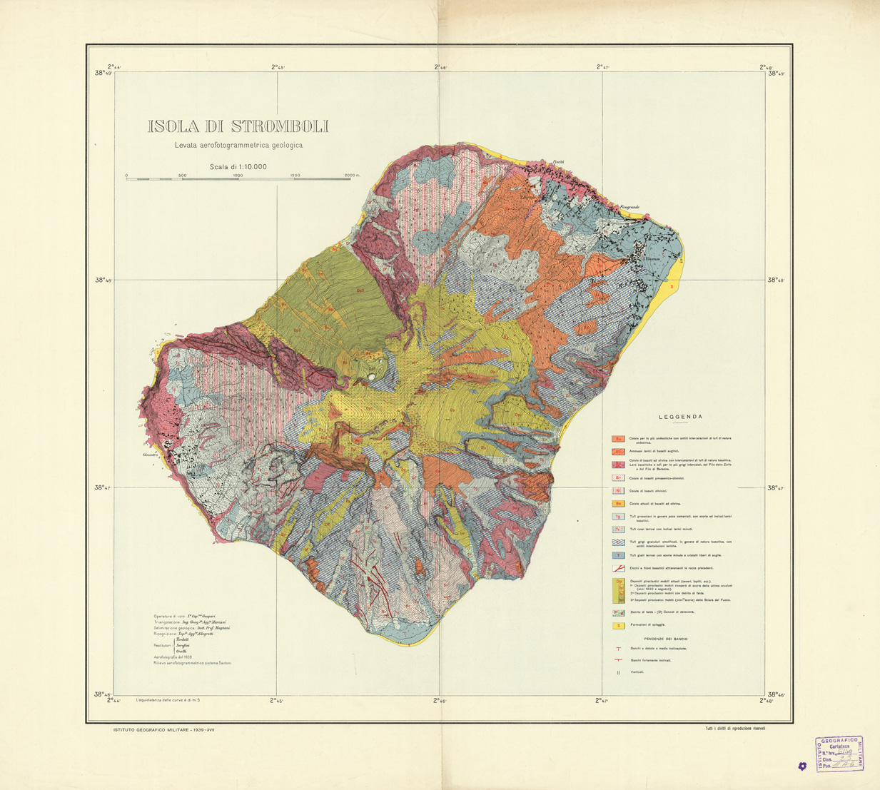 (N:10676) ISOLA DI STROMBOLI... (B0005342) Carte e stampe antiche: riproduzione a colori su carta (formato A1)