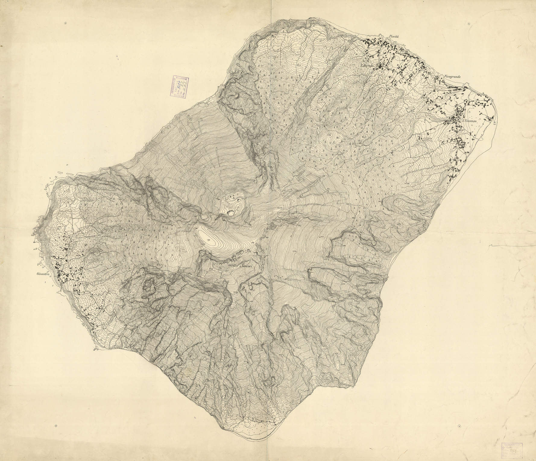 (N:10679) ISOLA DI STROMBOLI (B0005365) Carte e stampe antiche: riproduzione a colori su carta (formato A1)
