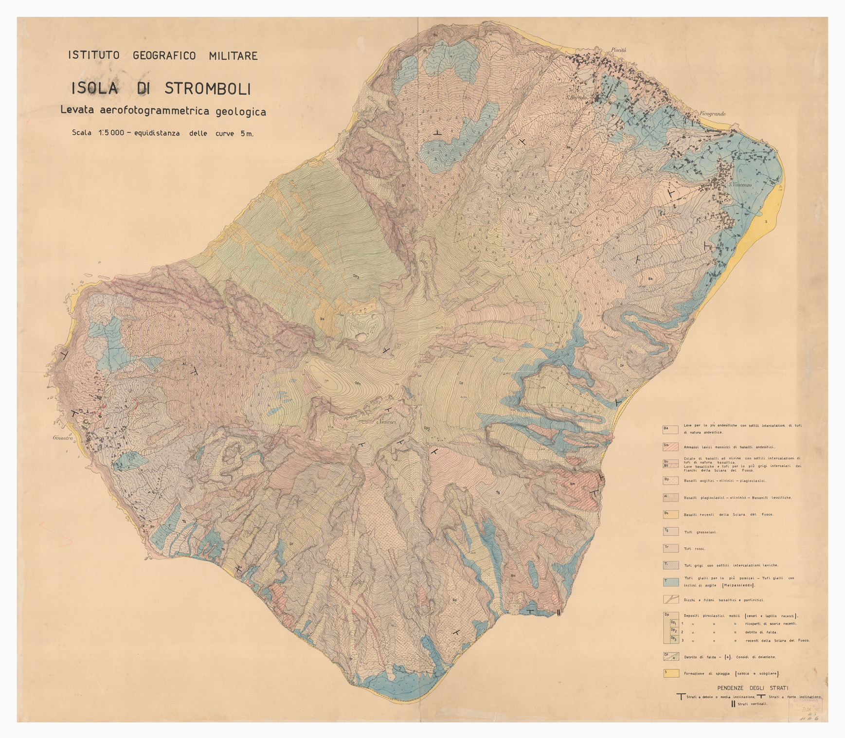 (N:10677) ISOLA DI STROMBOLI (B0005370) Carte e stampe antiche: riproduzione a colori su carta (formato A1)