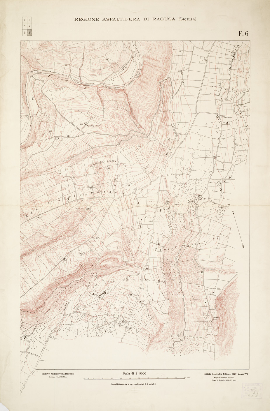 (N:14645) REGIONE ASFALTIFERA DI RAGUSA (SICILIA) (B0005383) Carte e stampe antiche: riproduzione a colori su carta (formato A1)