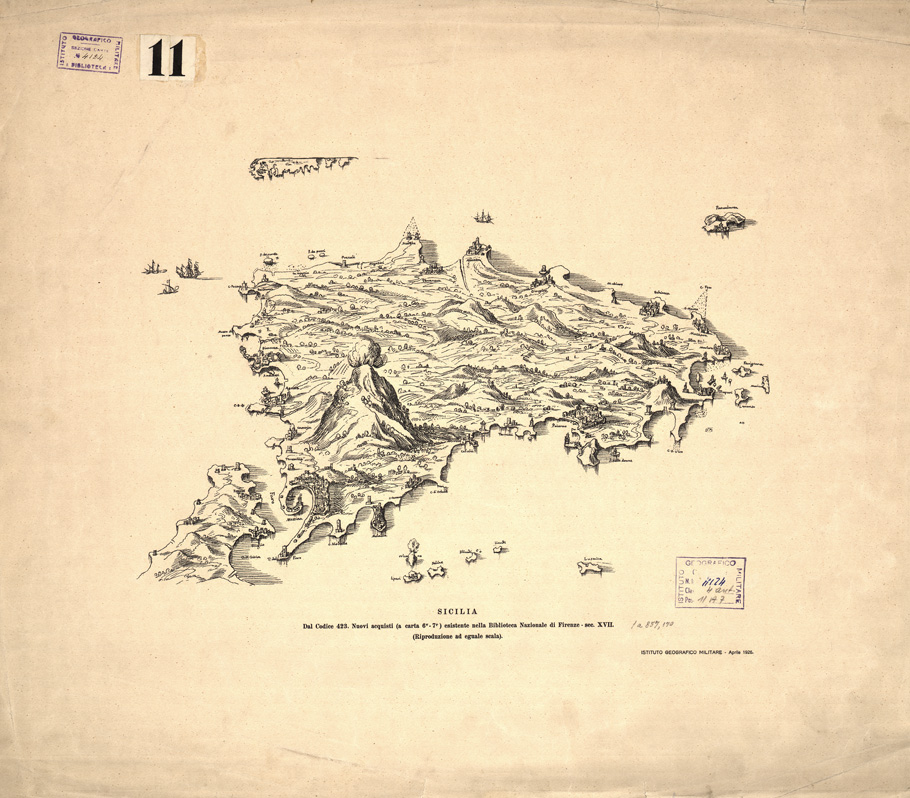 (N:15848) SICILIA (B0005425) Carte e stampe antiche: riproduzione a colori su carta (formato A1)