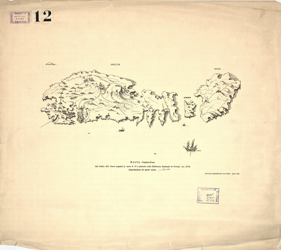 (N:12087) MALTA, COMINO E GOZO (B0005426) Carte e stampe antiche: riproduzione a colori su carta (formato A1)