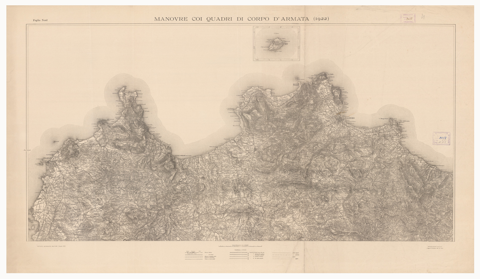 (N:12090) MANOVRE COI QUADRI DI CORPO D'ARMATA (1922) - Foglio Nord (B0005436) Carte e stampe antiche: riproduzione a colori su carta (formato A1)