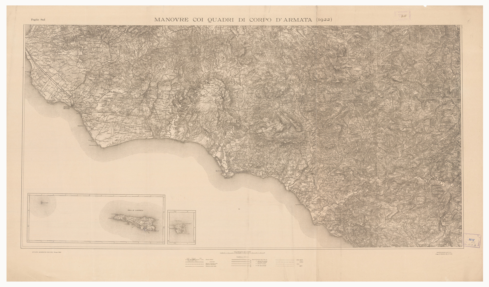 (N:12092) MANOVRE COI QUADRI DI CORPO D'ARMATA (1922) - Foglio Sud (B0005438) Carte e stampe antiche: riproduzione a colori su carta (formato A1)