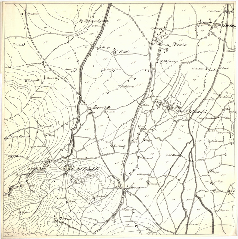 (N:6422) CARTA TOPOGRAFICA DEI DINTORNI DI SPOLETO... - Foglio 2 B (B0005470) Carte e stampe antiche: riproduzione a colori su carta (formato A1)