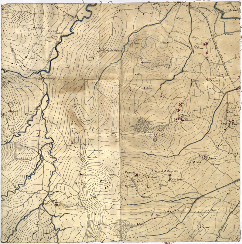 (N:6406) CARTA TOPOGRAFICA DEI DINTORNI DI SPOLETO... - Foglio B3 (B0005484) Carte e stampe antiche: riproduzione a colori su carta (formato A1)