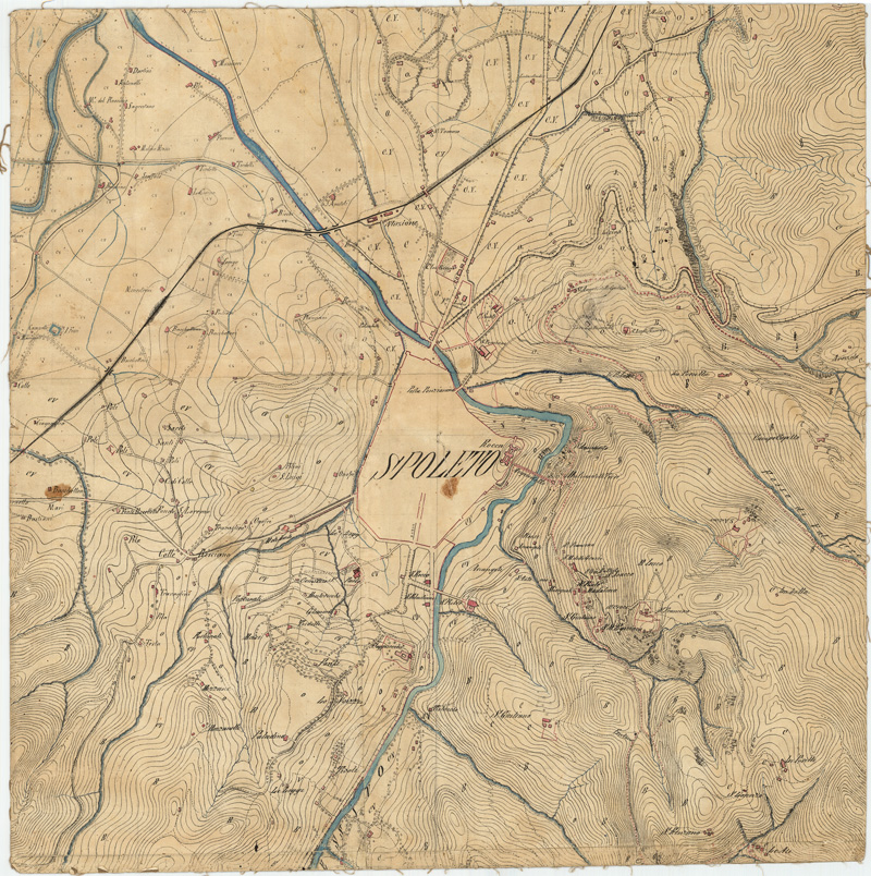 (N:6412) CARTA TOPOGRAFICA DEI DINTORNI DI SPOLETO... - Foglio C4 (B0005489) Carte e stampe antiche: riproduzione a colori su carta (formato A1)