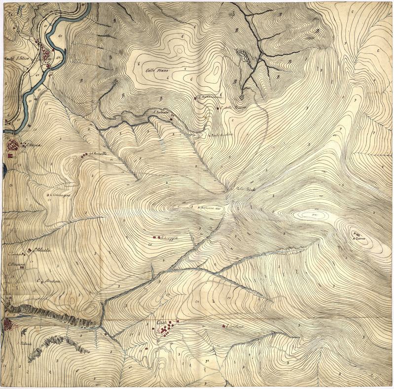 (N:6414) CARTA TOPOGRAFICA DEI DINTORNI DI SPOLETO... - Foglio E4 (B0005497) Carte e stampe antiche: riproduzione a colori su carta (formato A1)