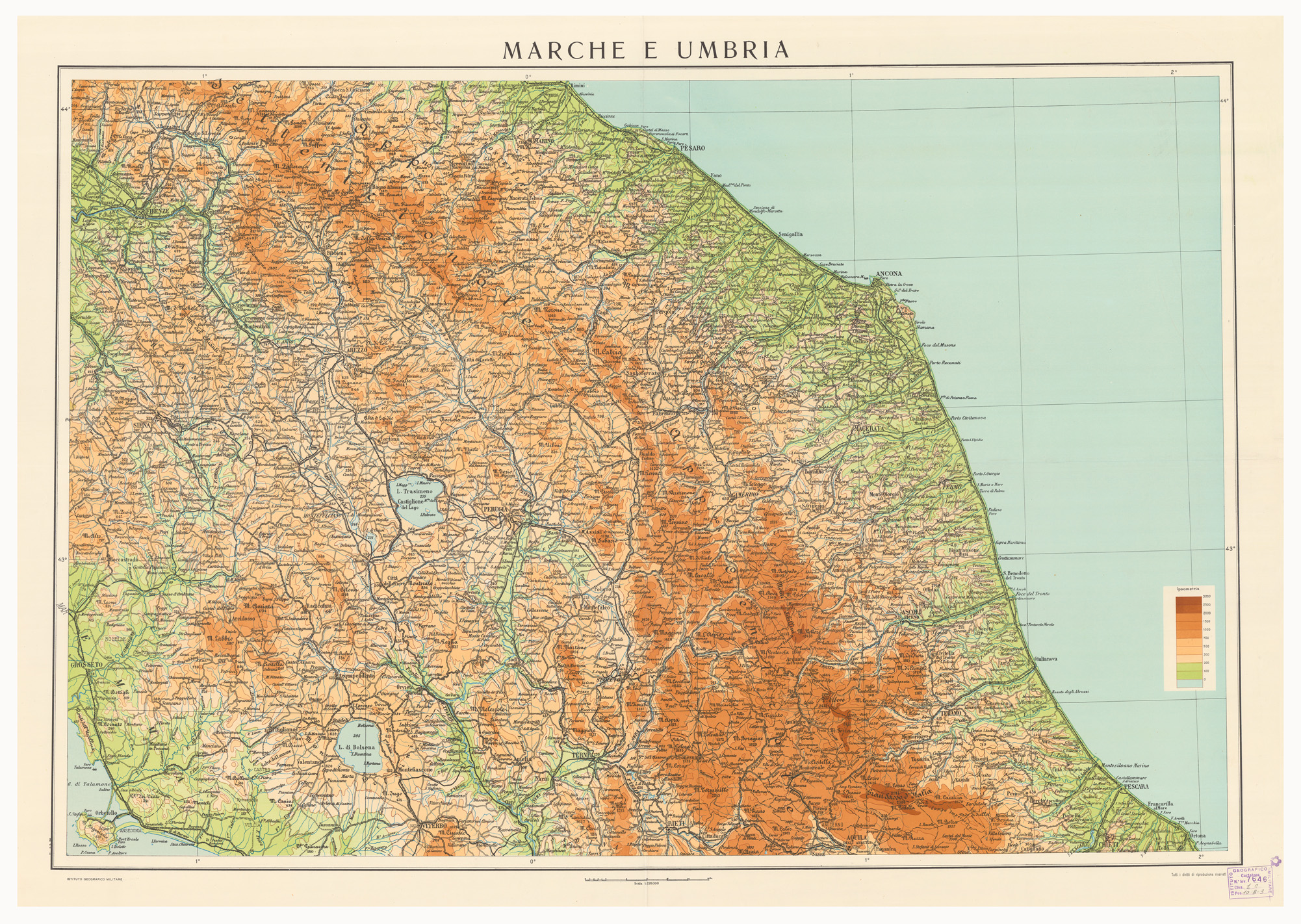 (N:12618) MARCHE E UMBRIA (B0005510) Carte e stampe antiche: riproduzione a colori su carta (formato A1)