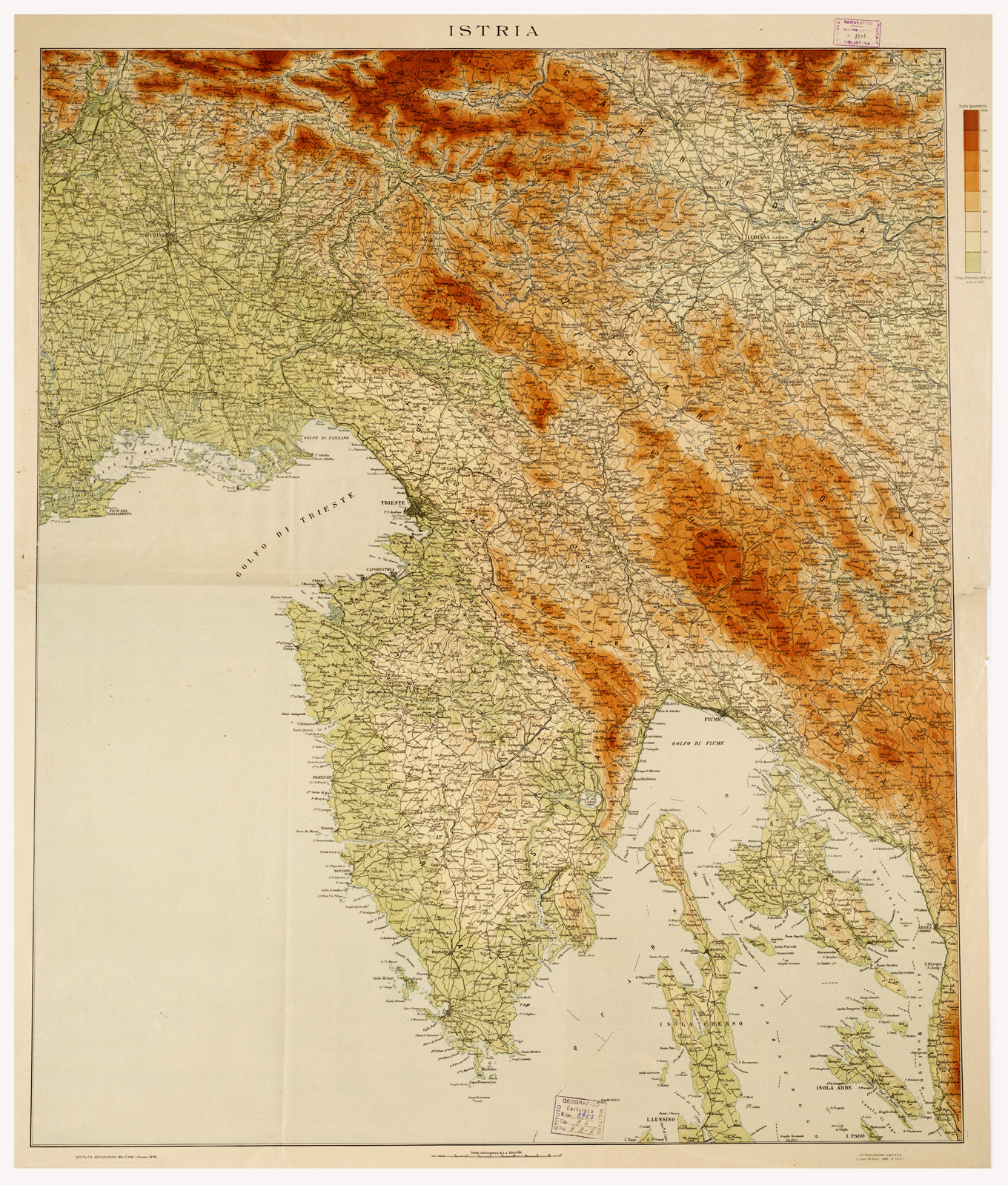 (N:10824) ISTRIA - CARTA DI GUERRA (B0005565) Carte e stampe antiche: riproduzione a colori su carta (formato A1)