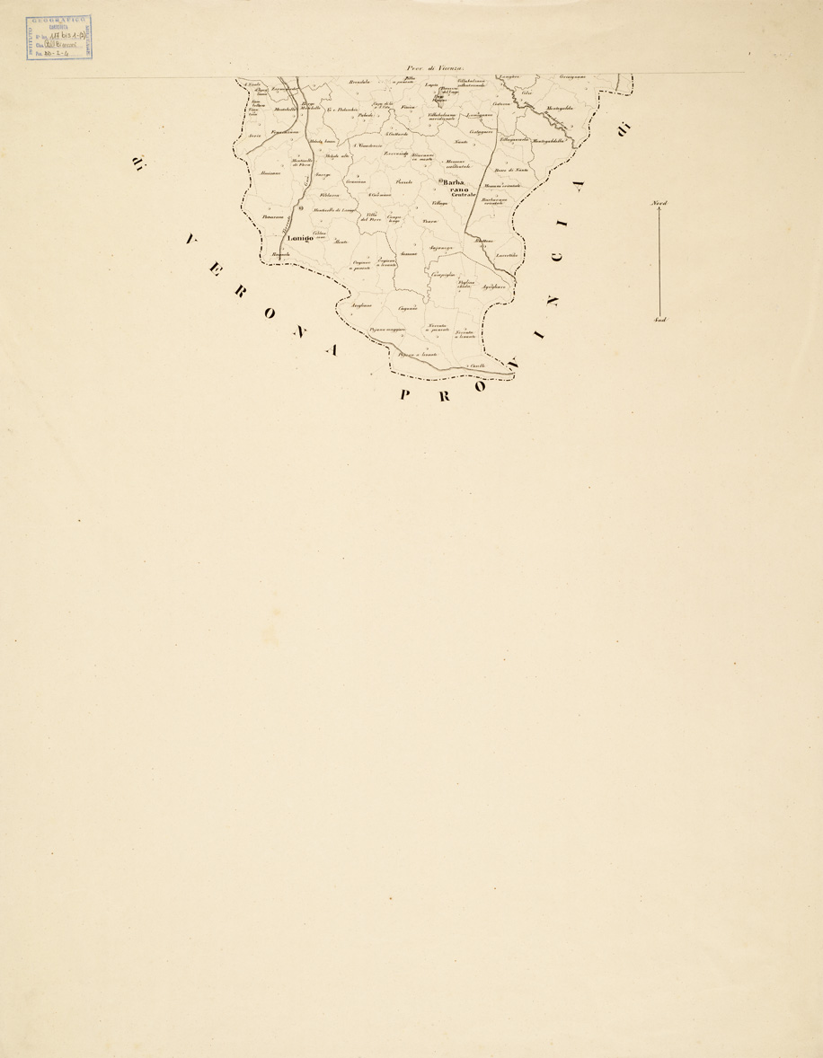 (N:9143) COROGRAFIE DELLE PROVINCIE DEL REGNO LOMBARDO - VENETO OGNUNA DELLE QUALI "DISTINTA NE' SUOI DISTRETTI E COMUNI CENSUARI, FORMATA IN BASE DELLE MAPPE DEL NUOVO CENSIMENTO". - Provincia di Vicenza - Foglio 1(2) (B0005592) Carte e stampe antiche: riproduzione a colori su carta (formato A1)