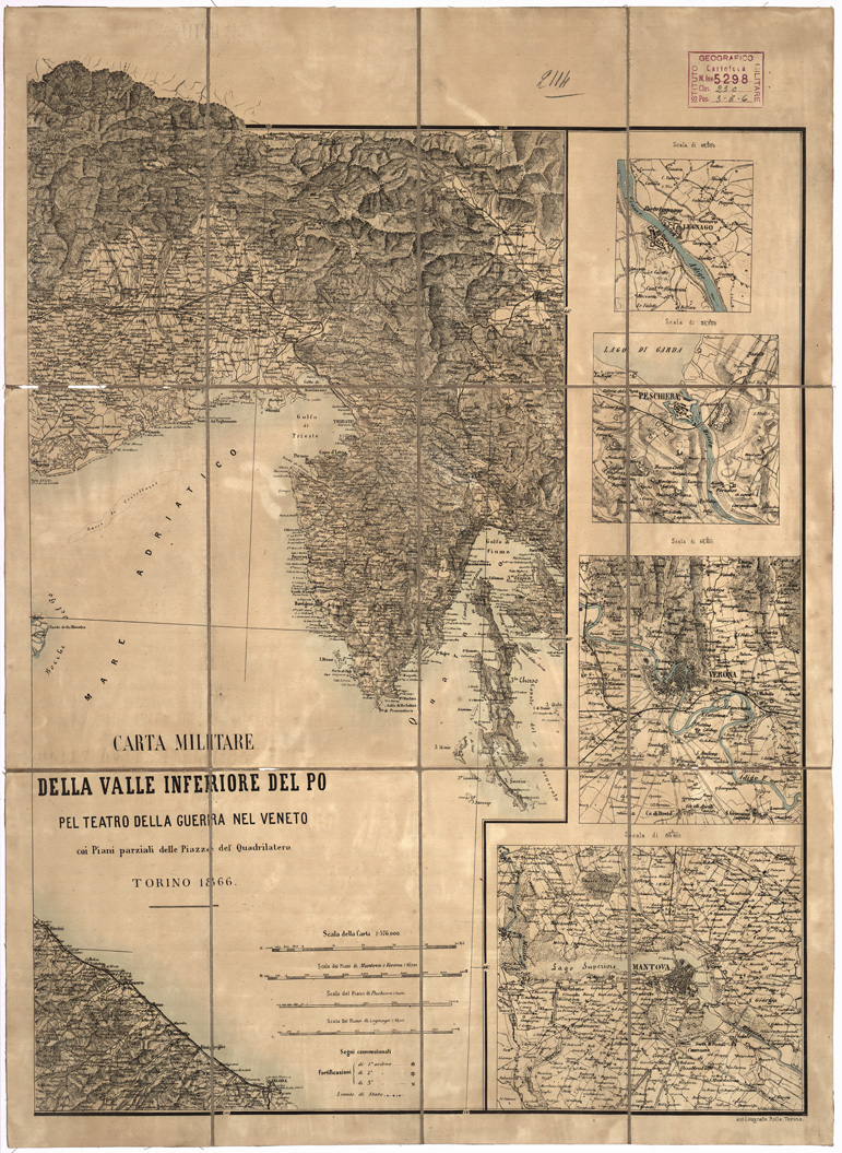 (N:5750) CARTA MILITARE DELLA VALLE INFERIORE DEL PO... - Foglio 1 (B0005758) Carte e stampe antiche: riproduzione a colori su carta (formato A1)