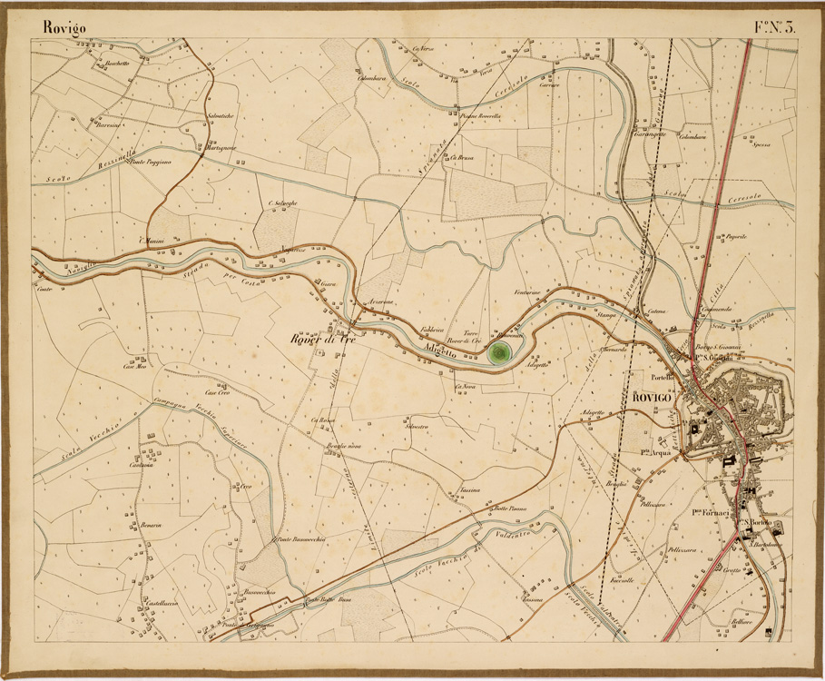 (N:9573) DINTORNI DI ROVIGO E BOARA... - Foglio 3 - Rovigo (B0005773) Carte e stampe antiche: riproduzione a colori su carta (formato A1)