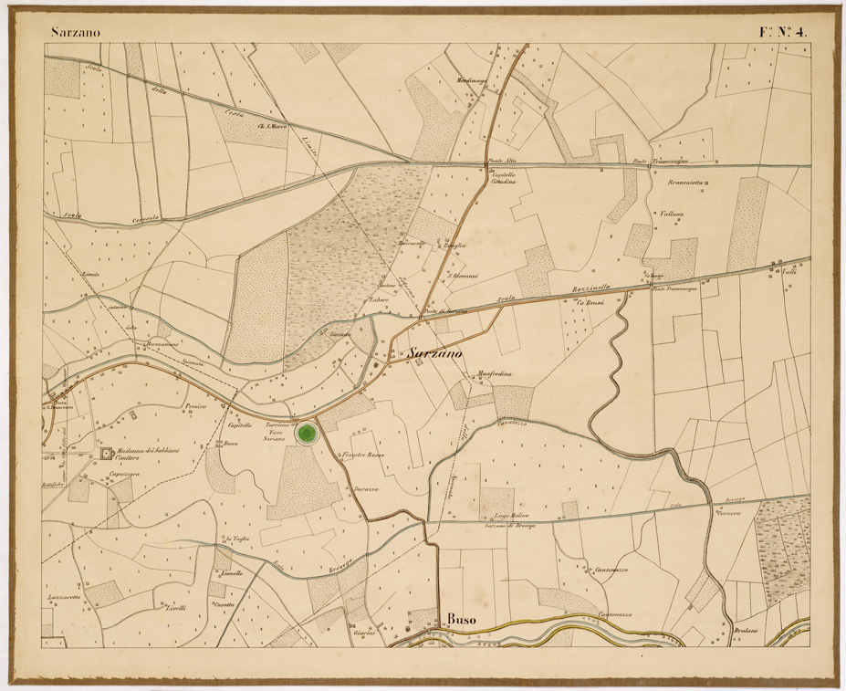 (N:9574) DINTORNI DI ROVIGO E BOARA... - Foglio 4 - Sarzano (B0005774) Carte e stampe antiche: riproduzione a colori su carta (formato A1)