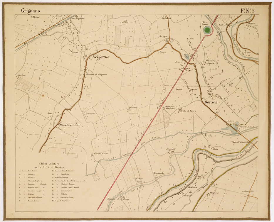 (N:9575) DINTORNI DI ROVIGO E BOARA... - Foglio 5 - Grignano (B0005775) Carte e stampe antiche: riproduzione a colori su carta (formato A1)