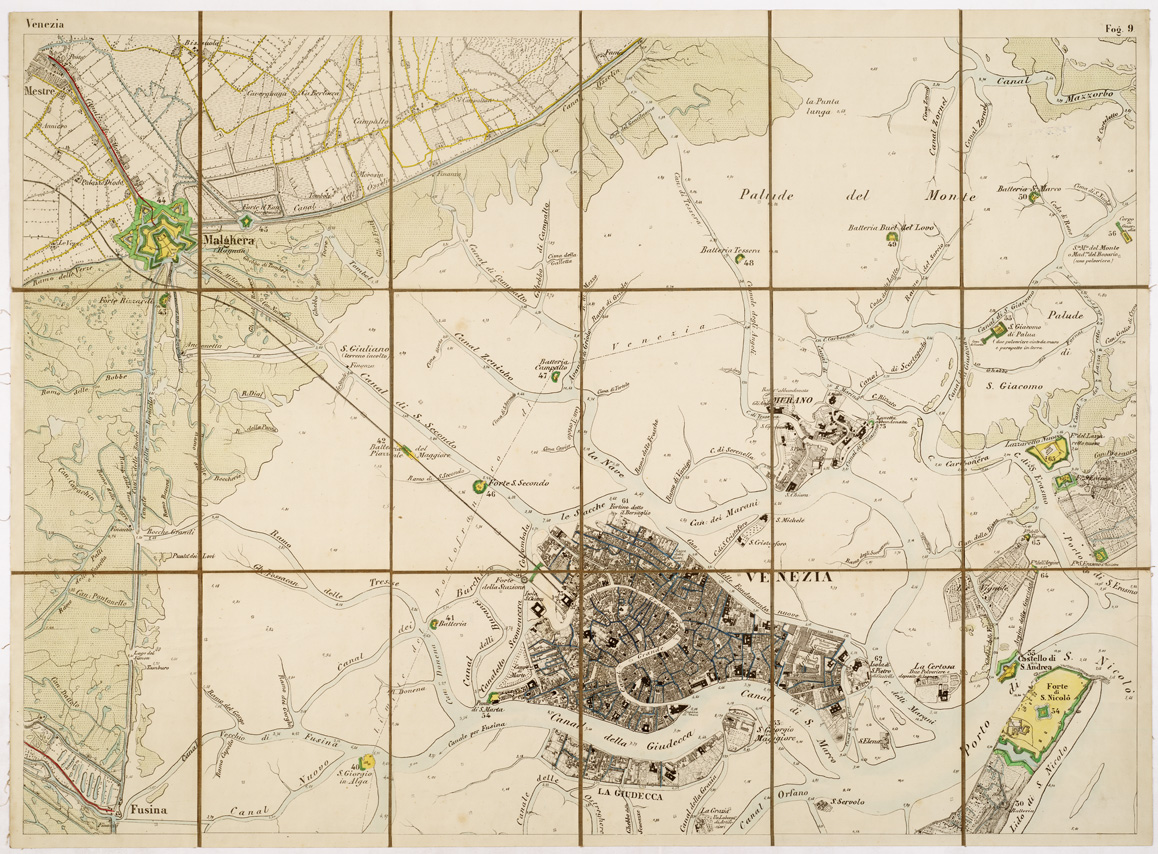 (N:7636) CARTA TOPOGRAFICA DELLA LAGUNA VENETA - VENEZIA - Foglio 9 (B0005896) Carte e stampe antiche: riproduzione a colori su carta (formato A1)