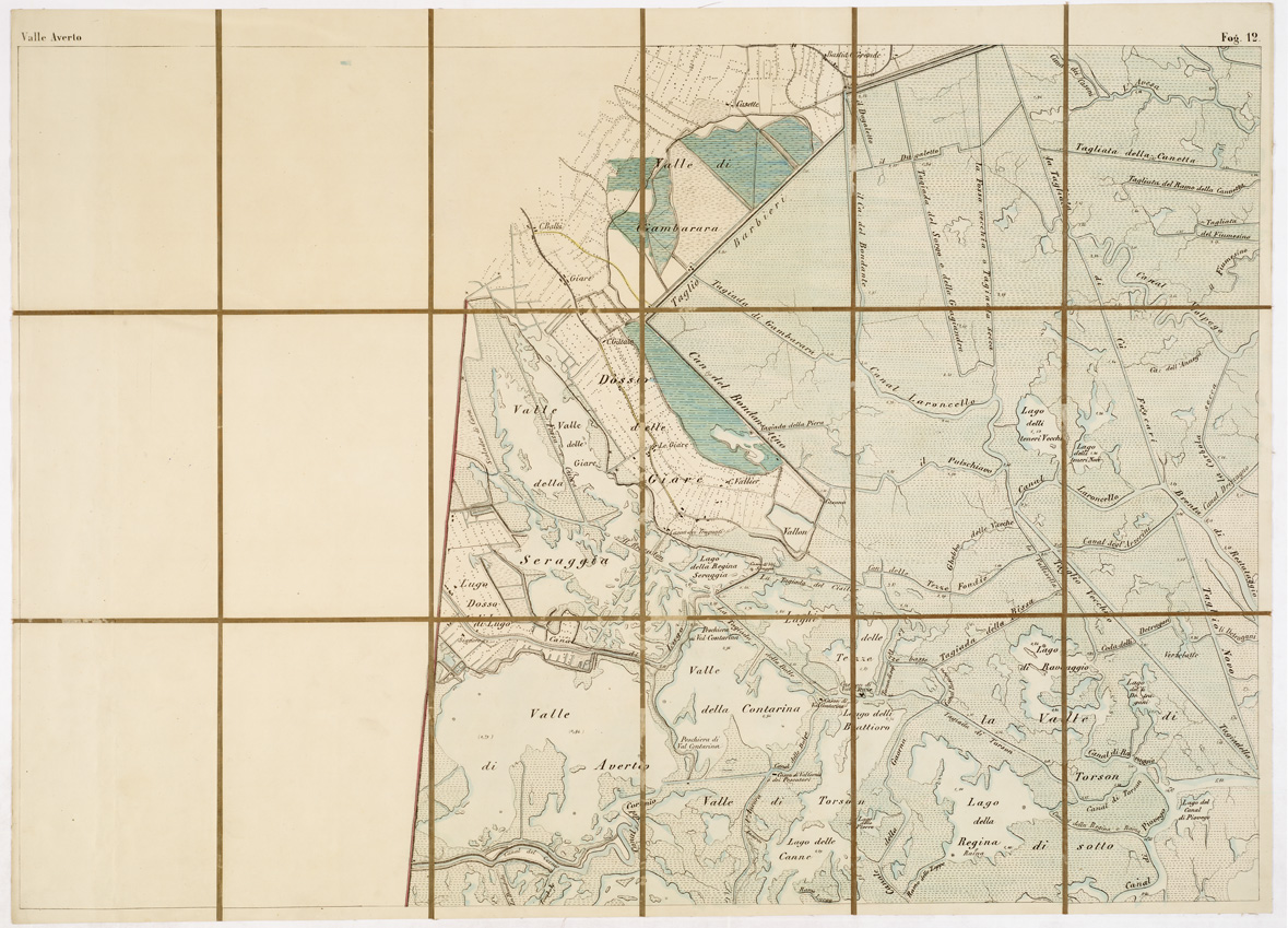 (N:7622) CARTA TOPOGRAFICA DELLA LAGUNA VENETA - VALLE AVERTO - Foglio 12 (B0005899) Carte e stampe antiche: riproduzione a colori su carta (formato A1)
