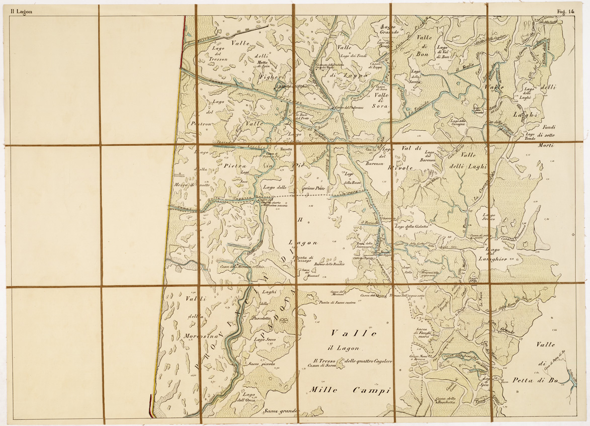 (N:7624) CARTA TOPOGRAFICA DELLA LAGUNA VENETA - IL LAGON - Foglio 14 (B0005901) Carte e stampe antiche: riproduzione a colori su carta (formato A1)