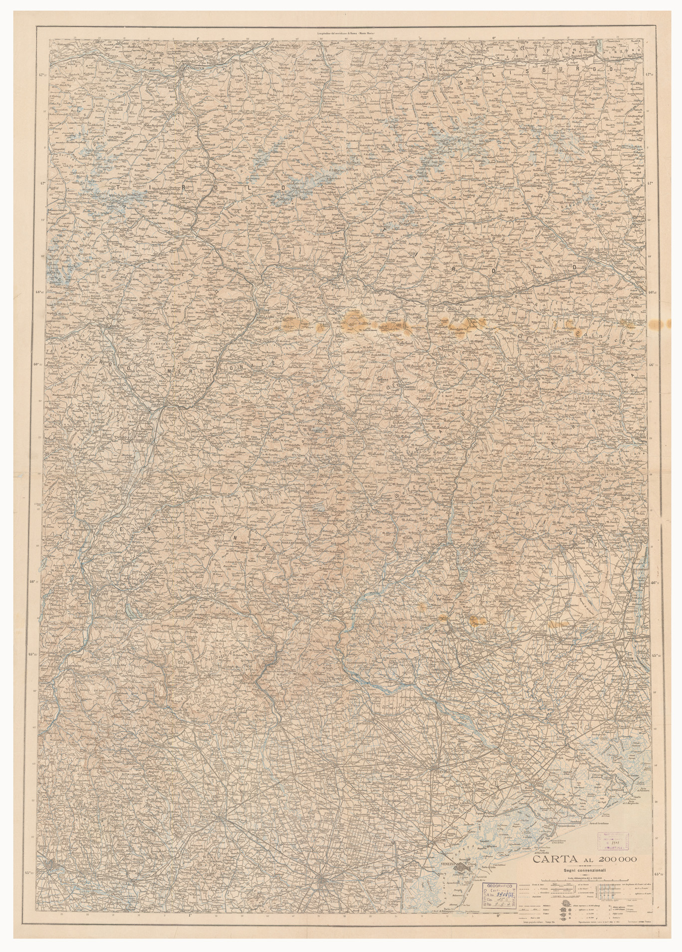 (N:13301) ZONA DI GUERRA - CARTE DI GUERRA - BELLUNO (B0005930) Carte e stampe antiche: riproduzione a colori su carta (formato A1)