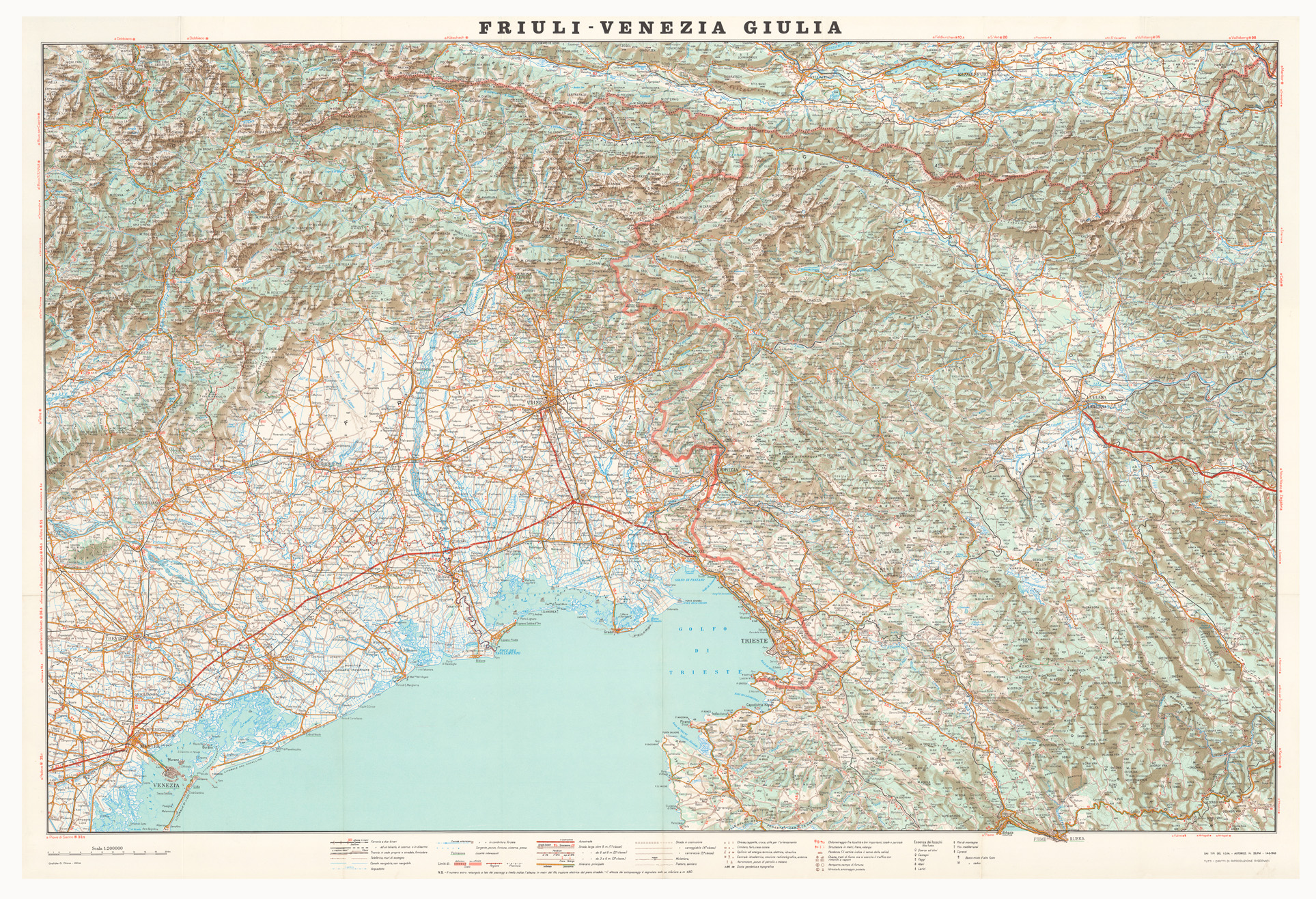 (N:3570) CARTA DELLA REGIONE FRIULI VENEZIA GIULIA (B0005989) Carte e stampe antiche: riproduzione a colori su carta (formato A1)