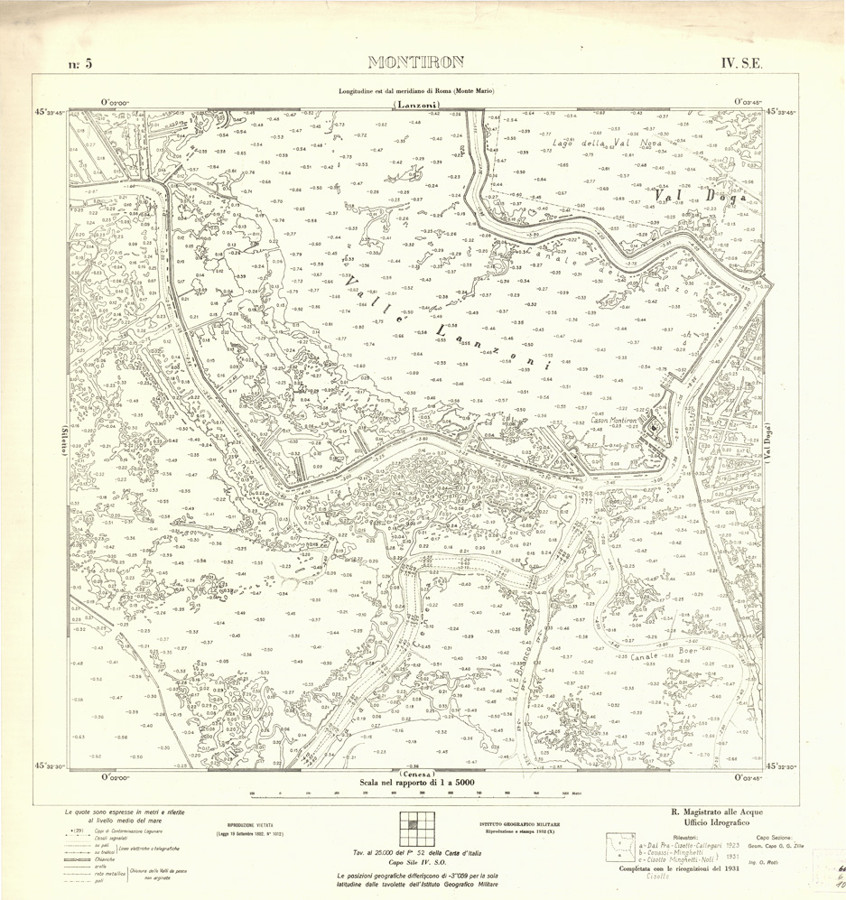 (N:3243) CARTA DELLA LAGUNA VENETA - MONTRON - N. 5 - IV.S.E. (B0006050) Carte e stampe antiche: riproduzione a colori su carta (formato A1)