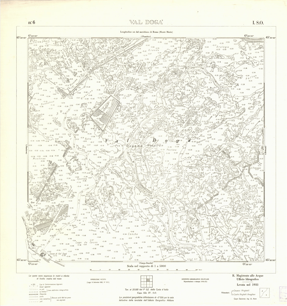 (N:3292) CARTA DELLA LAGUNA VENETA - VAL DOGA'- N. 6 - I. S.O. (B0006051) Carte e stampe antiche: riproduzione a colori su carta (formato A1)