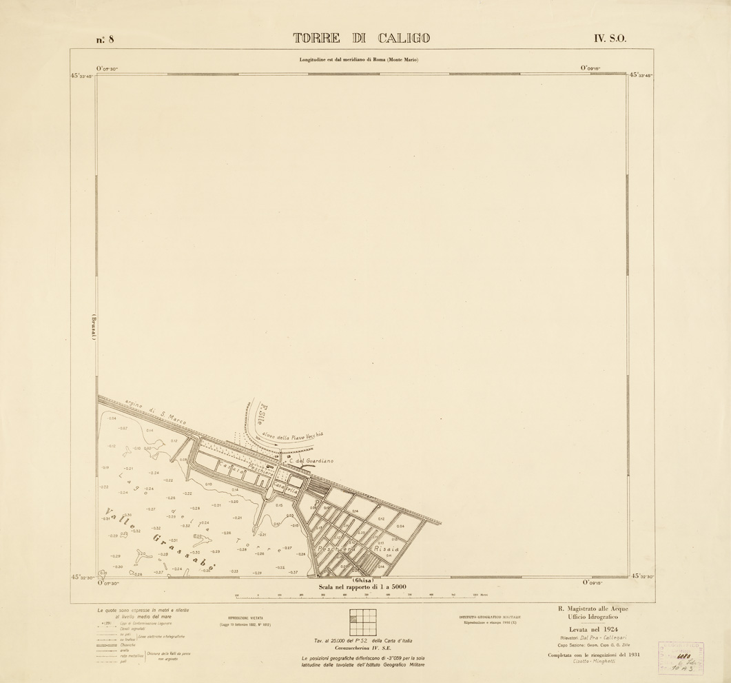 (N:3288) CARTA DELLA LAGUNA VENETA - TORRE DI CALIGO - N. 8 - IV.S.O. (B0006053) Carte e stampe antiche: riproduzione a colori su carta (formato A1)