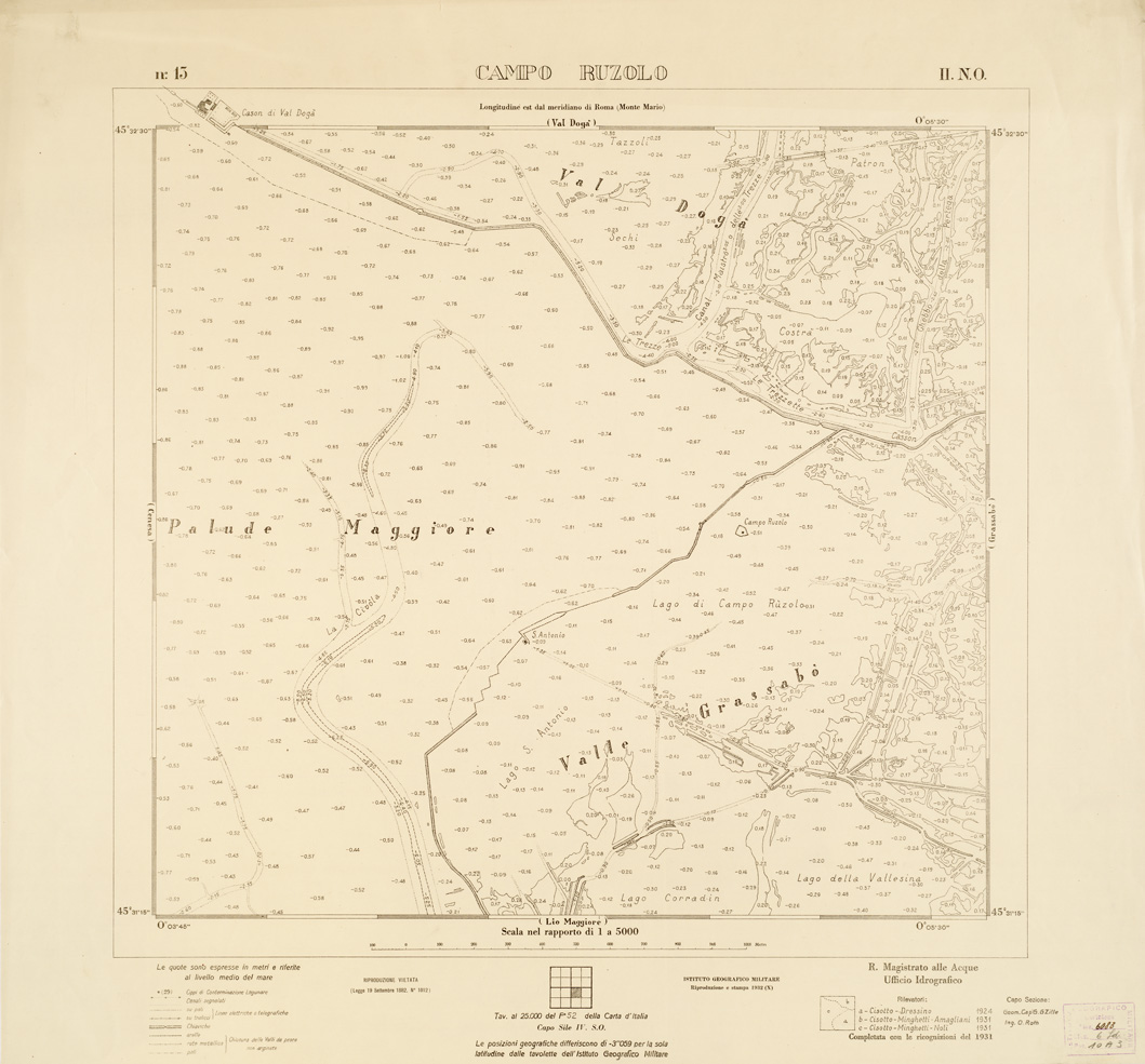 (N:3191) CARTA DELLA LAGUNA VENETA - CAMPO RUZOLO - N. 13 - II.N.O. (B0006058) Carte e stampe antiche: riproduzione a colori su carta (formato A1)