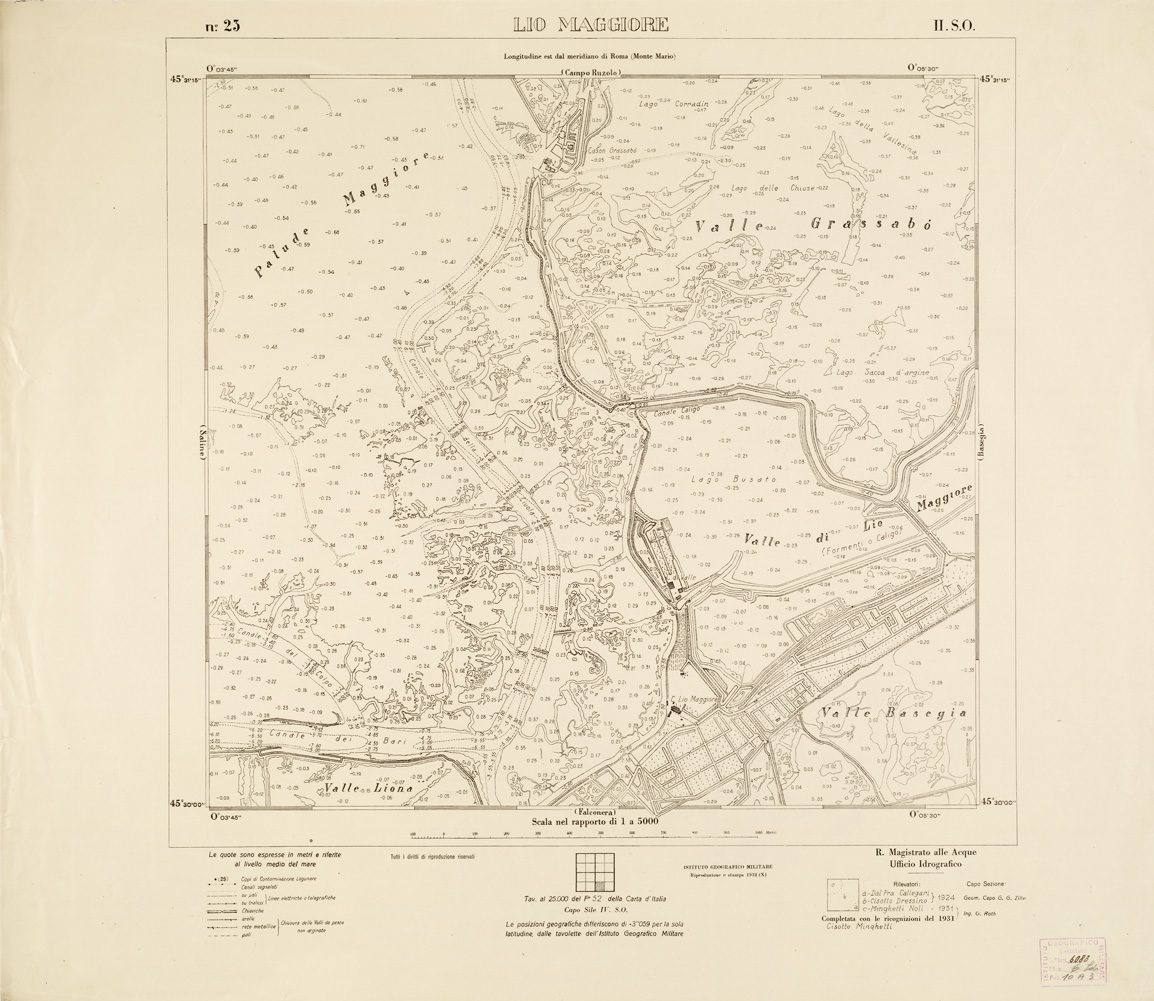 (N:3234) CARTA DELLA LAGUNA VENETA - LIO MAGGIORE - N. 23 - II.S.O. (B0006068) Carte e stampe antiche: riproduzione a colori su carta (formato A1)