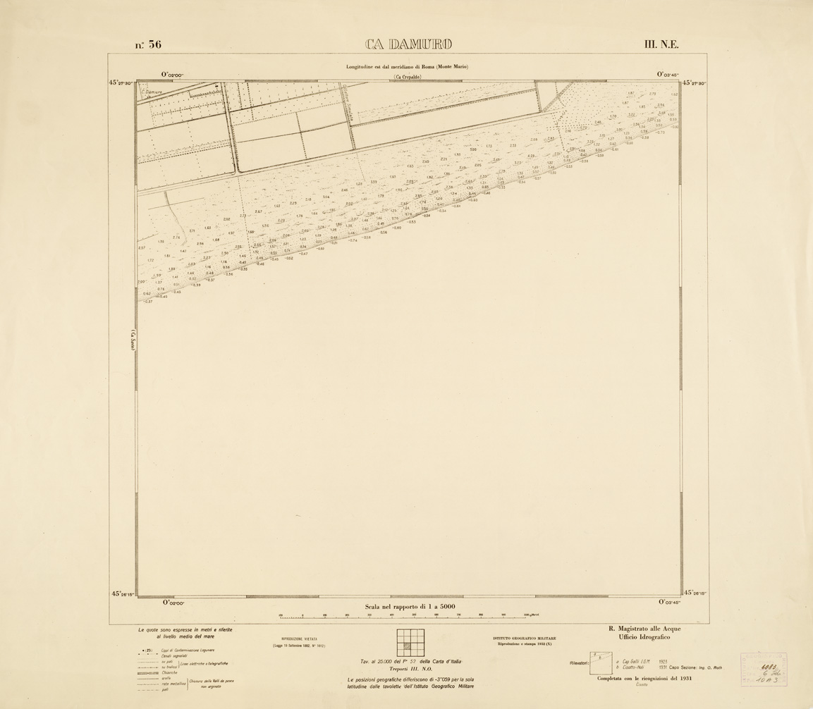 (N:3188) CARTA DELLA LAGUNA VENETA - CA DAMURO - N. 56 - III.N.E. (B0006101) Carte e stampe antiche: riproduzione a colori su carta (formato A1)