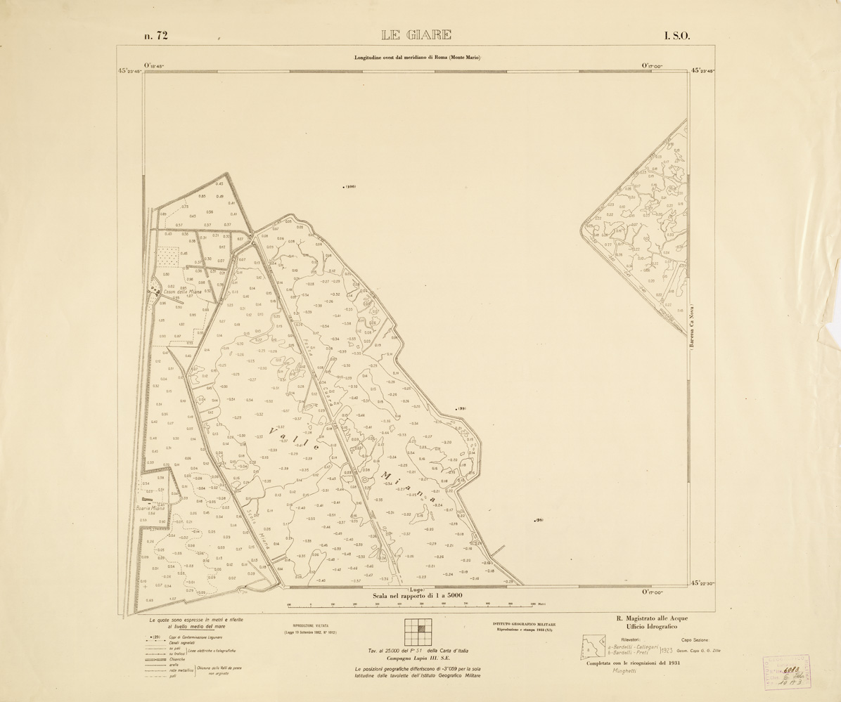 (N:3230) CARTA DELLA LAGUNA VENETA - LE GIARE - N. 72 - I.S.O. (B0006116) Carte e stampe antiche: riproduzione a colori su carta (formato A1)