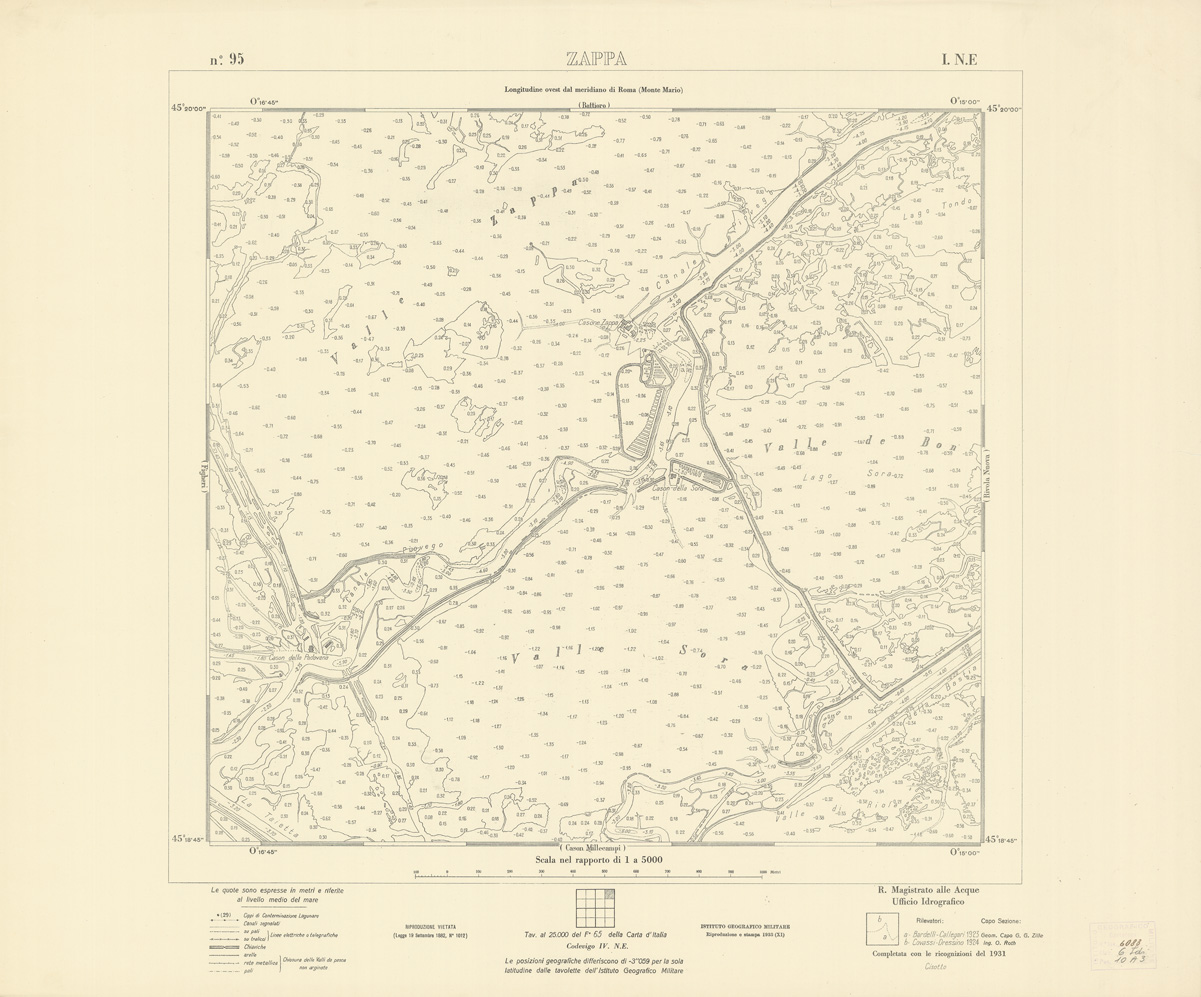 (N:3300) CARTA DELLA LAGUNA VENETA - ZAPPA - N. 95 - I.N.E. (B0006139) Carte e stampe antiche: riproduzione a colori su carta (formato A1)