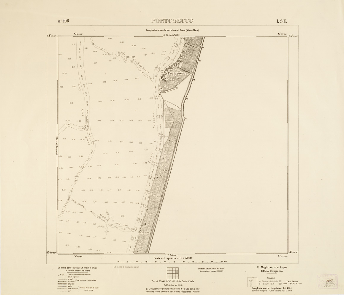 (N:3260) CARTA DELLA LAGUNA VENETA - PORTO SECCO - N.106 - I.S.E. (B0006150) Carte e stampe antiche: riproduzione a colori su carta (formato A1)