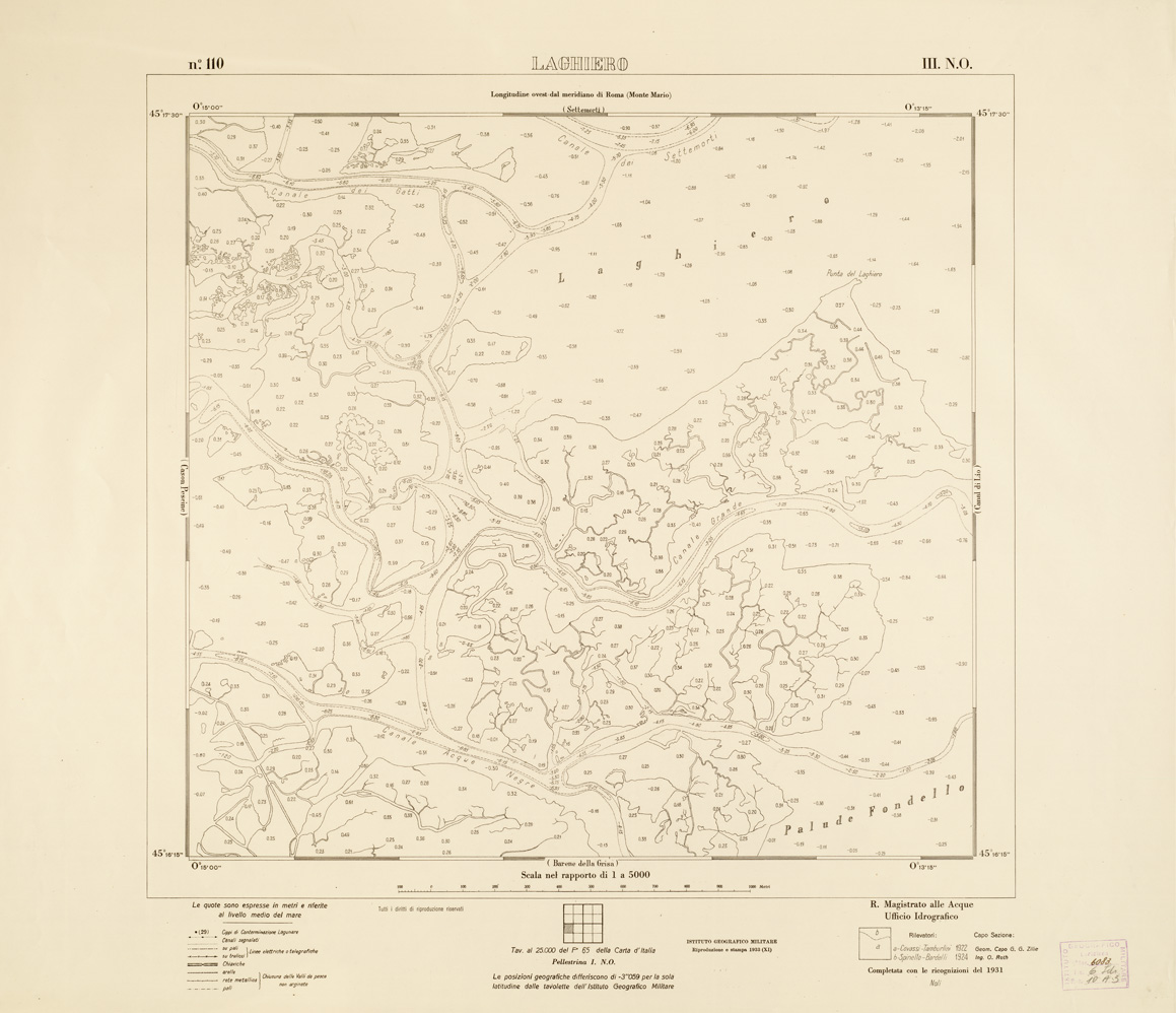 (N:3228) CARTA DELLA LAGUNA VENETA - LAGHIERO - N. 110 -III.N.O. (B0006154) Carte e stampe antiche: riproduzione a colori su carta (formato A1)