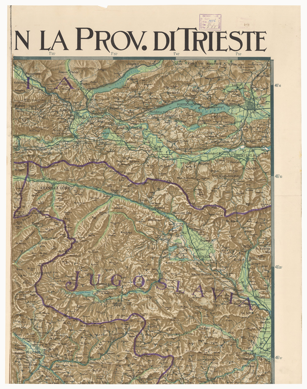 (N:3487) CARTA DELLA PROVINCIA DEL FRIULI CON LA PROVINCIA DI TRIESTE - Foglio 1 (B0006183) Carte e stampe antiche: riproduzione a colori su carta (formato A1)