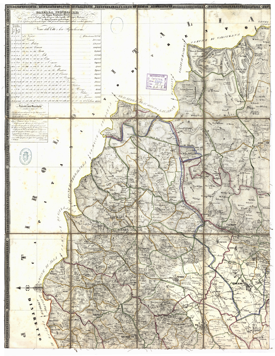 (N:7817) CARTA TOPOGRAFICA DELLA PROV. DI VICENZA NEI SUOI DISTRETTI, COMUNI E FRAZIONI -Tavola 2 (B0006200) Carte e stampe antiche: riproduzione a colori su carta (formato A1)