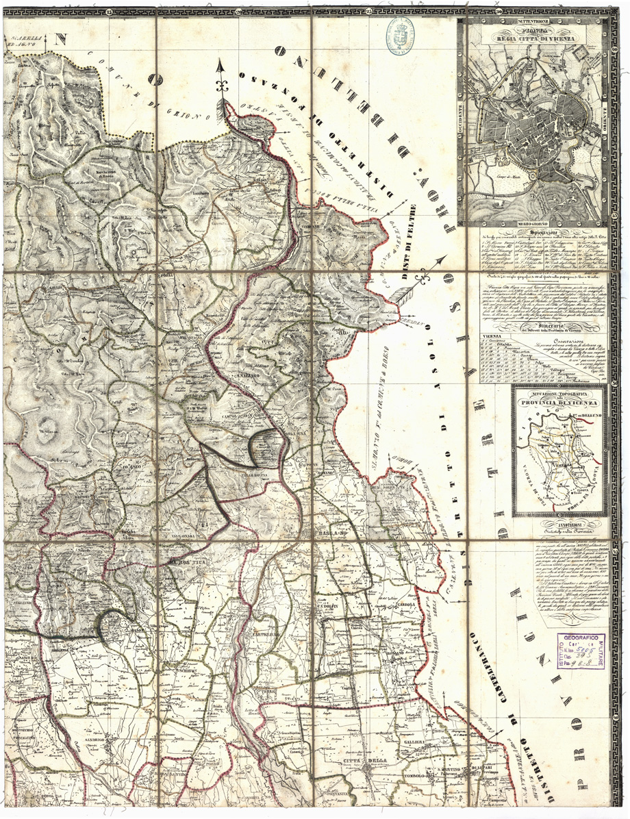 (N:7818) CARTA TOPOGRAFICA DELLA PROV. DI VICENZA NEI SUOI DISTRETTI, COMUNI E FRAZIONI - Tavola 3 (B0006201) Carte e stampe antiche: riproduzione a colori su carta (formato A1)