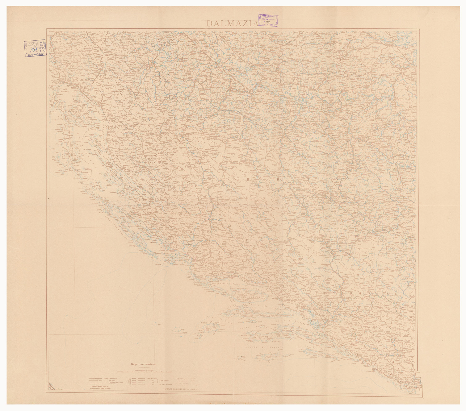 (N:9287) DALMAZIA - CARTA DI GUERRA - Tavola 2 (B0006205) Carte e stampe antiche: riproduzione a colori su carta (formato A1)