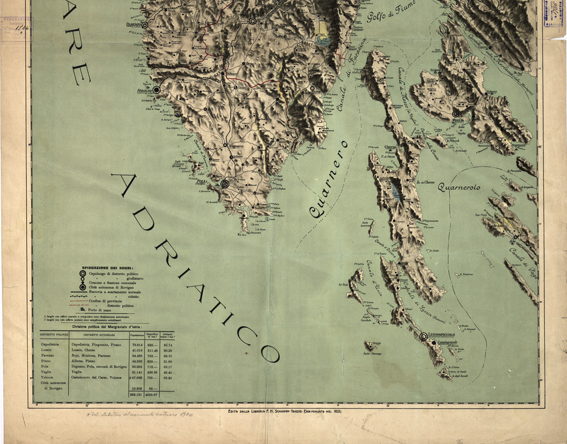 (N:13201) CARTA DELL'ISTRIA CITTA' E TERRITORIO DI TRIESTE CITTA' E DISTRETTO DI FIUME, FRIULI ALTOPIANO DEL CARSO E LITORALE DELLA CROAZIA (B0006212, B6212-13, B0006213) Carte e stampe antiche: riproduzione a colori su carta (formato A1)