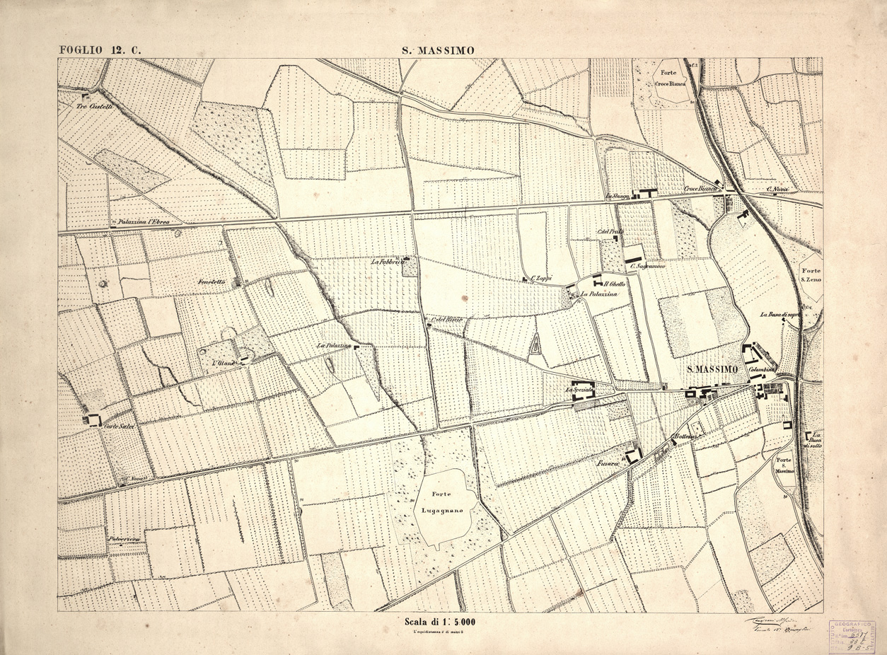(N:1618) CARTA DEI DINTORNI DI VERONA - Foglio 12 C - S. MASSIMO (B0006245) Carte e stampe antiche: riproduzione a colori su carta (formato A1)