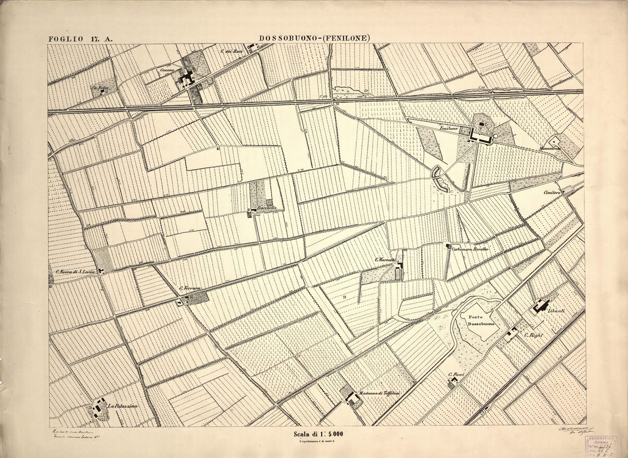 (N:1622) CARTA DEI DINTORNI DI VERONA - Foglio 17 A - DOSSOBUONO (FENILONE) (B0006249) Carte e stampe antiche: riproduzione a colori su carta (formato A1)