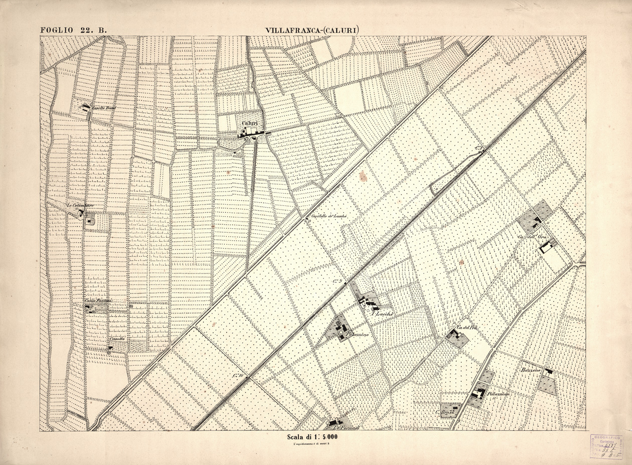 (N:1626) CARTA DEI DINTORNI DI VERONA - Foglio 22 B - VILLAFRANCA (CALURI) (B0006253) Carte e stampe antiche: riproduzione a colori su carta (formato A1)