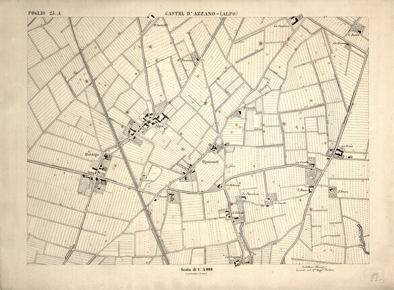 (N:1628) CARTA DEI DINTORNI DI VERONA - Foglio 23 A - CASTEL D'AZZANO (ALPO) (B0006255) Carte e stampe antiche: riproduzione a colori su carta (formato A1)