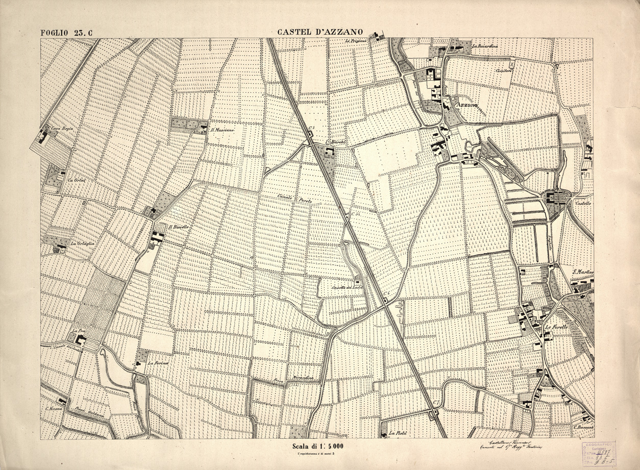 (N:1630) CARTA DEI DINTORNI DI VERONA - Foglio 23 C - CASTEL D'AZZANO (B0006257) Carte e stampe antiche: riproduzione a colori su carta (formato A1)