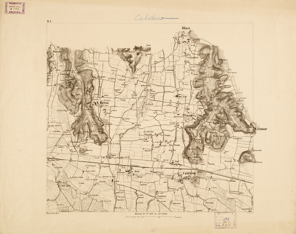 (N:14608) REAMBULIRTEN DETAILKARTE VOM MANOVRE TERRAIN AM MINCIO - CALDIERO - Tavola H I (B0006284) Carte e stampe antiche: riproduzione a colori su carta (formato A1)