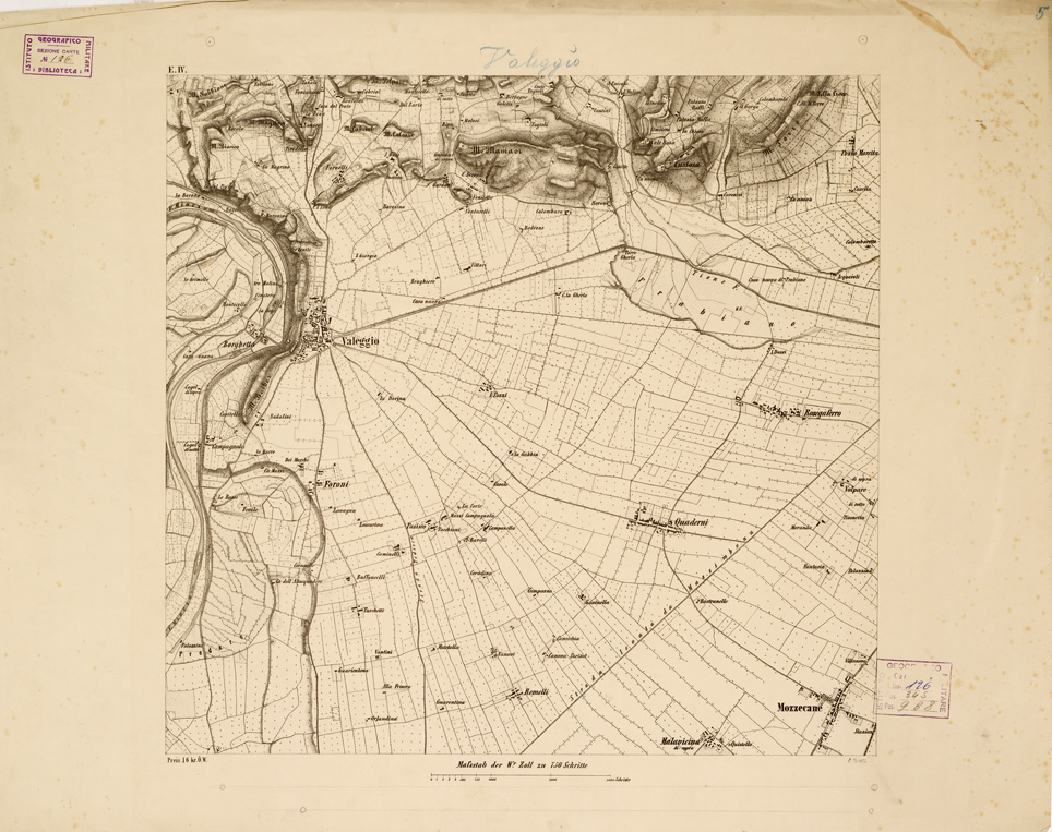 (N:14629) REAMBULIRTEN DETAILKARTE VOM MANOVRE TERRAIN AM MINCIO - VALEGGIO - Tavola E IV (B0006293) Carte e stampe antiche: riproduzione a colori su carta (formato A1)