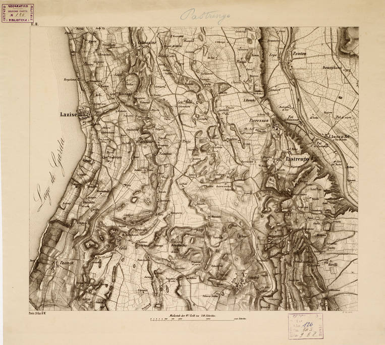 (N:14621) REAMBULIRTEN DETAILKARTE VOM MANOVRE TERRAIN AM MINCIO - PASTRENGO - Tavola E II (B0006295) Carte e stampe antiche: riproduzione a colori su carta (formato A1)