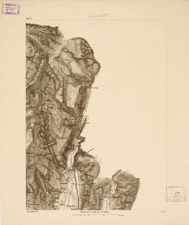 (N:14615) REAMBULIRTEN DETAILKARTE VOM MANOVRE TERRAIN AM MINCIO - CAVALO - Tavola E I 1/2 (B0006296) Carte e stampe antiche: riproduzione a colori su carta (formato A1)