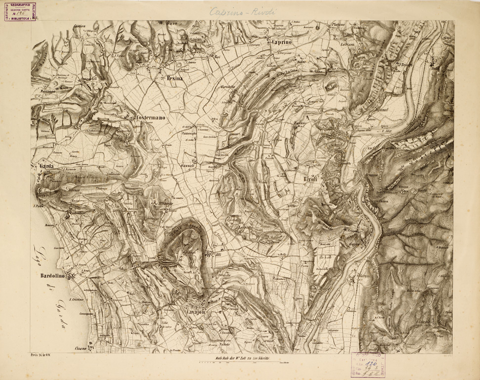 (N:14610) REAMBULIRTEN DETAILKARTE VOM MANOVRE TERRAIN AM MINCIO - CAPRINO-RIVOLI - Tavola E I (B0006297) Carte e stampe antiche: riproduzione a colori su carta (formato A1)